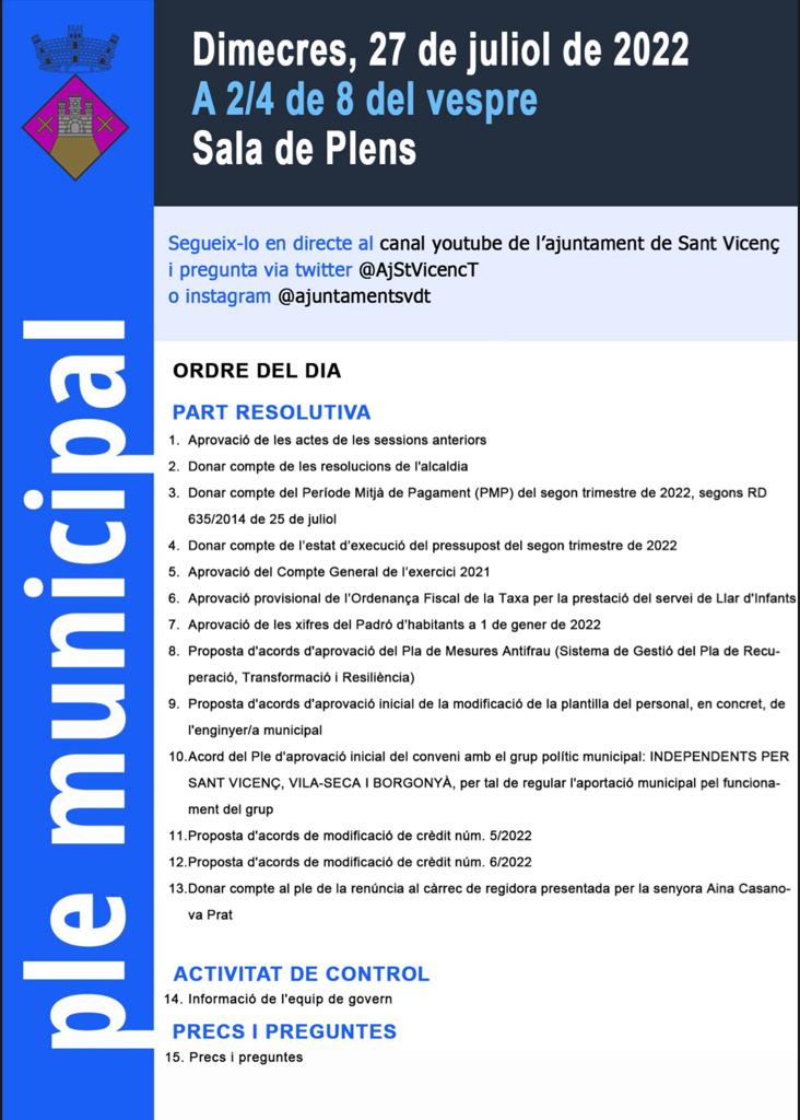 Ple Ordinari 27/07/2022