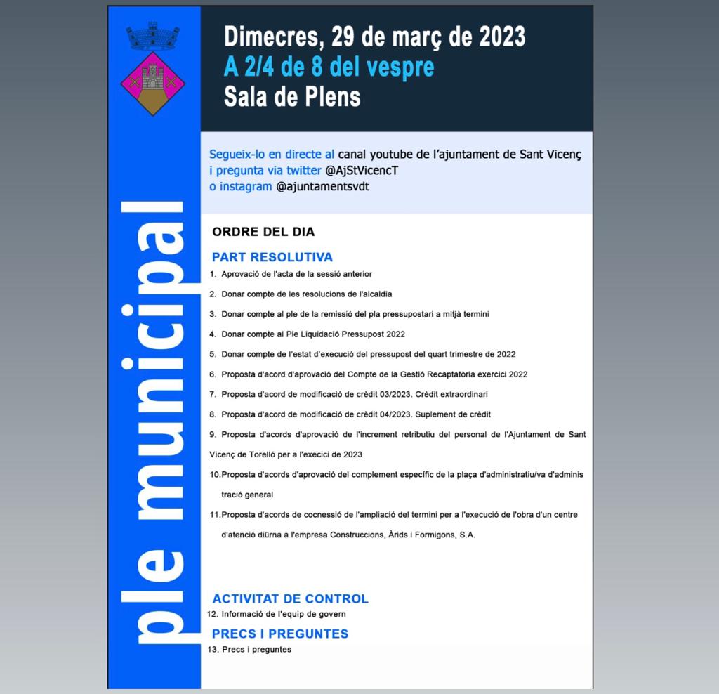 Ple ordinari 29/03/2023